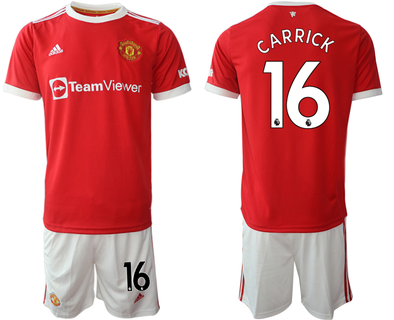 Men 2021-2022 Club Manchester United home red #16 Adidas Soccer Jersey